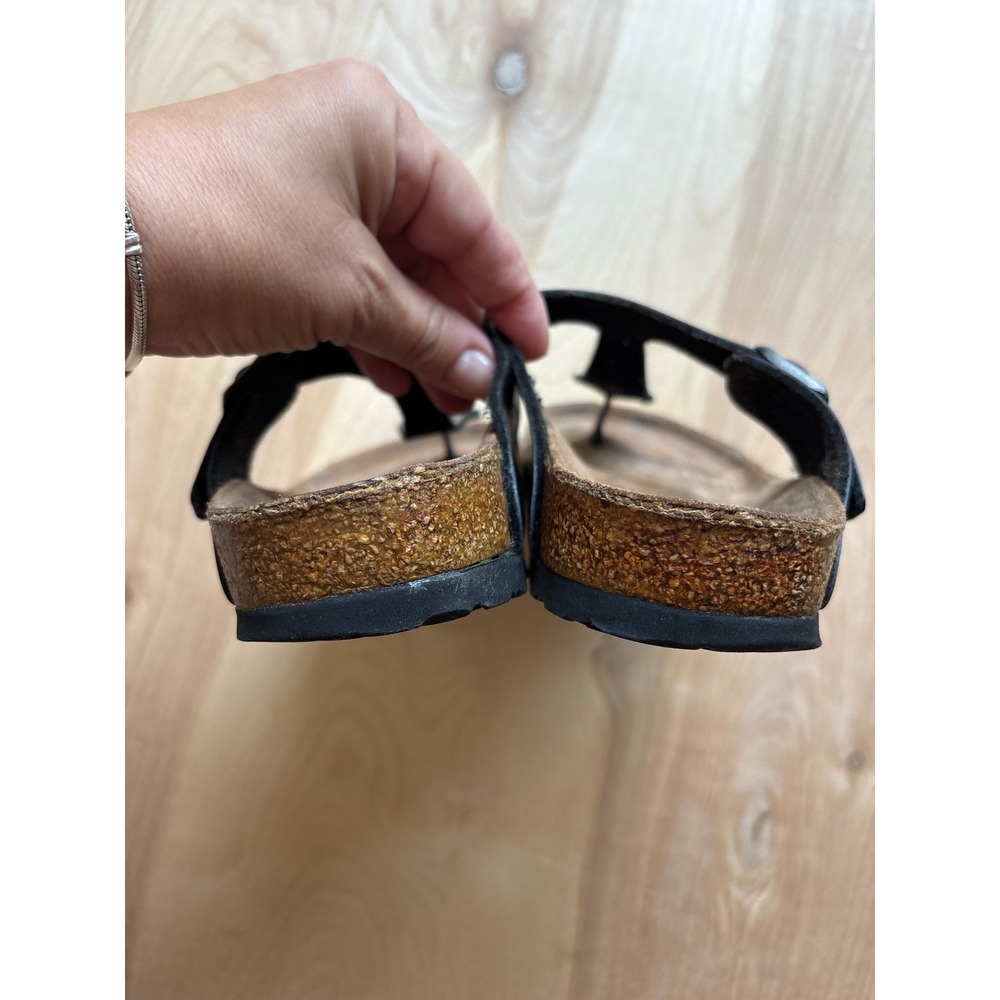 Birkenstock Black Leather Thong Sandals - Picture 6 of 10